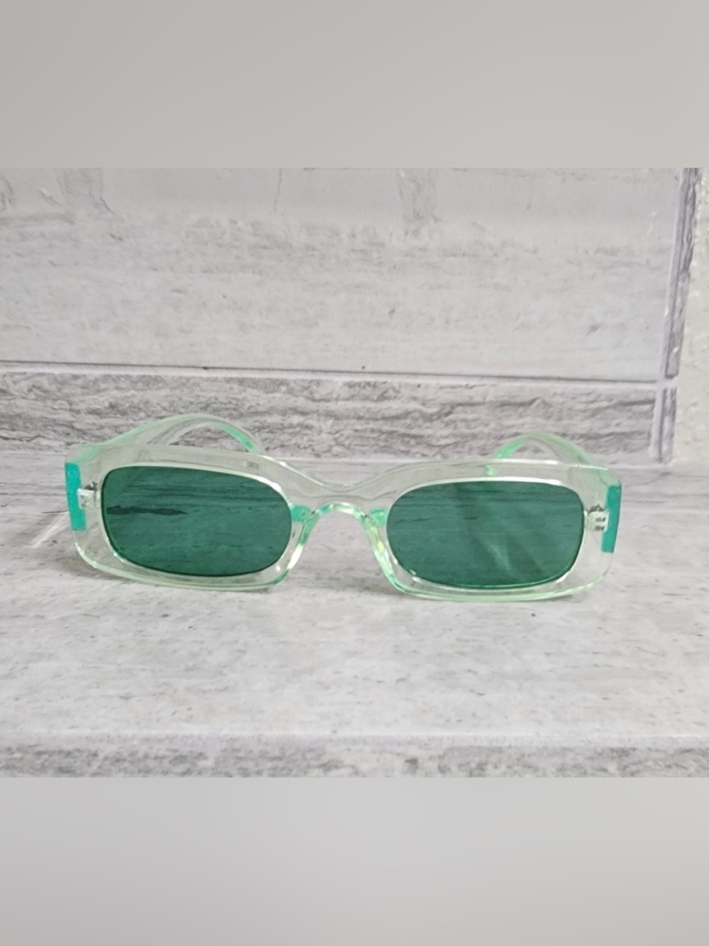 Clear Mint Frame Sunglasses with Green Lenses
